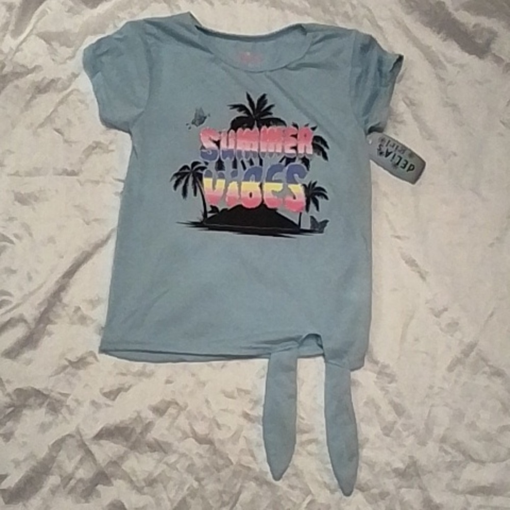 Blue 'Summer Vibes' T-Shirt and Rainbow Palm Shorts Set - Picture 4 of 8